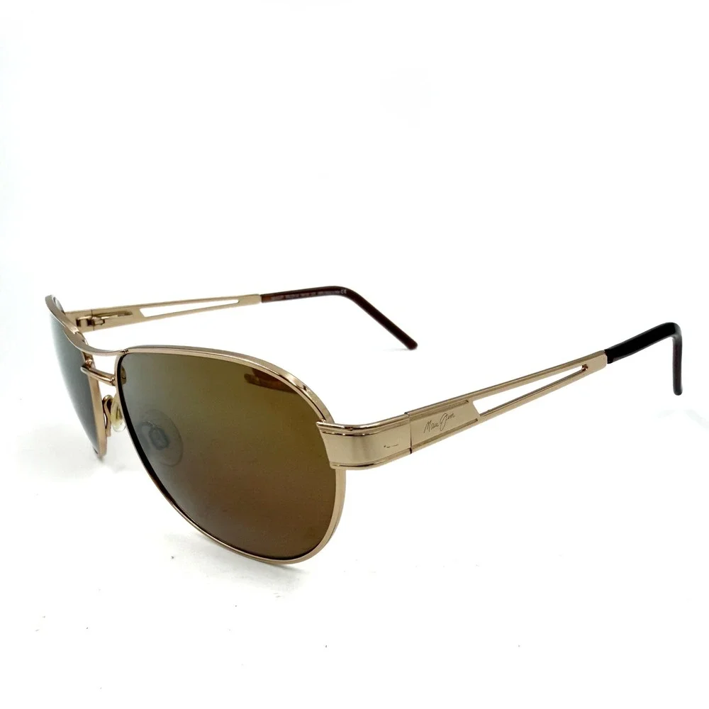 Maui Jim Mahina Sunglasses Gold Alloy Aviator Polarized Metal Frame MJ-229-16